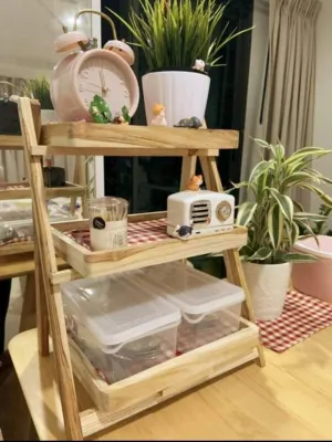 ชั้นวางของไม้สัก 3 ชั้น พับได้ Teakwa – 3-Tier Folding Shelf | มินิมอล แข็งแรง ใช้งานง่าย