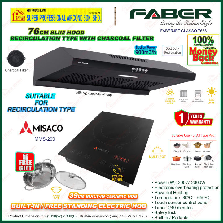 Faber Slim Hood FABERJET CLASSO 7688 Recirculating System Cooker Hood
