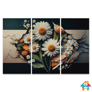 RUNABEE (SET 3 IN 1) HIASAN DINDING 15x30CM DEKORATIF ABSTRAK BUNGA AESHTETIC  PAJANGAN KAYU