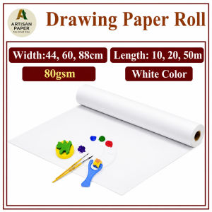 White Drawing Paper Roll 80gsm L10 L20 L50m Versatile Paper For Children Easel Engineering Drafting Sketching Painting Graffiti W44cm 60cm 88cm Architectural Plotter Blueprint Roll Tracing Pattern Making Sketchbook Scroll Banner Layout Sheet