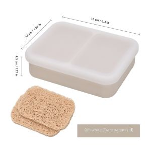 RA Portable Silicone Dual Compartment Travel Soap Box Waterproof Sealed Soap Container with Lid AR