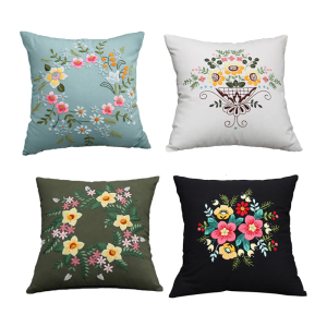 Flowers Pillow Covers Embroidery Kits Semi-Finished Stitching Set Embroidery Cushions Kits Christmas Gift
