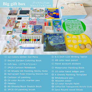 AICRANE Art Set Gift Box Stationery painting pigment school supplies set Birthday gifts for boys and girls  children DIY