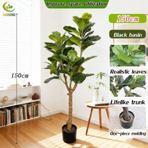 【2026 new-Send flower pots】Banyan Artificial Plants big size 120/150cm Tree Garden living home decor plants Artificial Palm Ficus pandurata Fake ficus lyrata Plant For Indoor House Home Wedding Office Decoration Artificial Plant