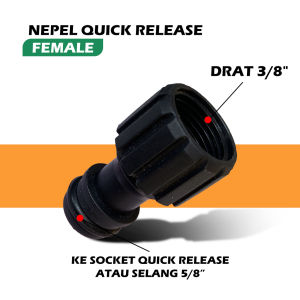 DADIDU Konektor Sambungan Nepel Quick Release - Konektor Pompa Dc 12 Volt Female 18 Mm Drat 3/8" - Adapter Tap Adapter Rilis Cepat