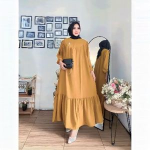 (LANGSUNG KIRIM) Gamis Jumbo Cringkle Airflow LD 130 LD 140 CM FREE BROS