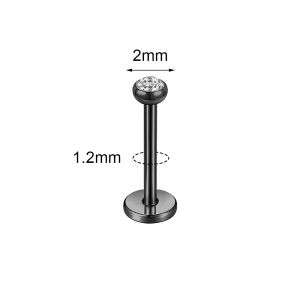 ZS 1 PC 16G/18G Crystal Stainless Steel Lip Labret Piercing Black Lip Stud Cartilage Stud Earrings Ear Helix Conch Piercings