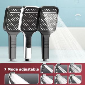SIDSI High Pressure Shower Head Water Saving 7 Modes Shower Spray Nozzle Modern One Key Stop Button Rainfall Shower Head Bathroom Accessary