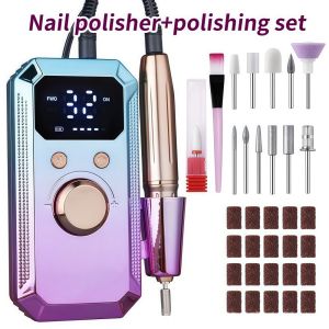SIMPLETEN 32 Speeds Electric Nail Polishing Grinder LED Display Rechargeable Nail Grinder Professional Multifunctional Electric Nail File Nail Tools