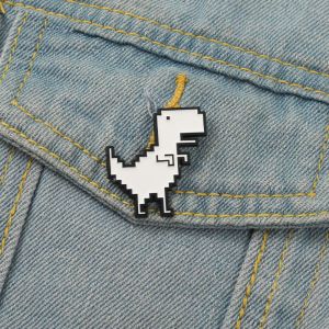 XUNXUAN Simple Fashion Woman Kids Coat Tyrannosaurus Animal Dinosaur Pixel Geometric Badge Pin Dinosaur Enamel Brooch T-Rex Alloy Pins Lapel Pin