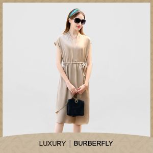 Burberfly Dress--High Quality Solid Color Women Luxury Little Chiffon Dress Skirt