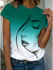 [Local Stock] ZEEMIN Summer Abstract Face 3D Print T-shirts Women Streetwear Casual Fashion Y2k Short Sleeve T Shirt O-neck Tees Tops Clothing