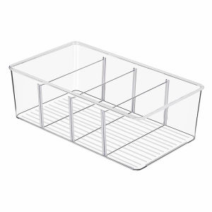 Fridge Food Container Storage Box Organizer Storage Bins Baskets with Divider Plastic Foldable Storage Box Container