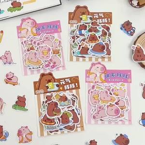 50Pcs/Set Anime Pink Capybara Stickers Kawaii Cartoon Sticker Kids Toys Decals DIY Water Bottle Laptop Luggage Waterproof Sticker childrens day gifts
