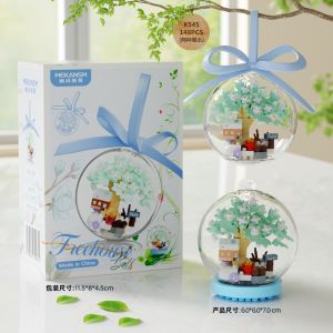 Mini Building Blocks Toys Christmas Tree Crystal Ball Mini Fairy Garden Ornament Cute Desk Decor