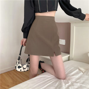 IELGY womens high waist slim A-line side slit skirt