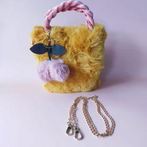 Tas korea bulu cherry sling bag chain fashion wanita import bulu halus