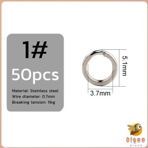 Digeo Fishing Split Rings 50pcs Fishing Accessories Stainless Steel Split Rings