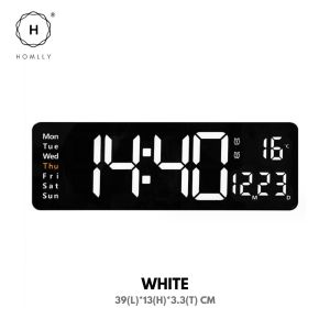Homlly Large LED Digital Alarm Wall Clock with Timer Temperature Date Remote Controller (39 x 13cm)
