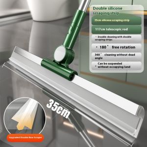 KS อุปกรณ์กวาดอุปกรณ์ทำความสะอาดบ้านใบมีดปัดน้ำฝนไม้กวาดวิเศษซิลิโคนไม้ถูกพื้นห้องน้ำช่องว่างแปรงกวาดห้องน้ำ