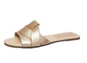ZA Plus Size Summer New WomenS Slippers Crossed Flat Sole Simple Versatile Slippers