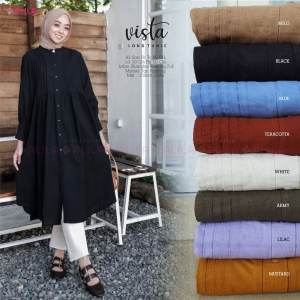 LESTARIJAYA Vista Long Tunik Wanita Motif Polos Model Kekinian 2021 Atasan Terbaru