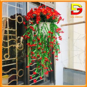 Giỏ Hoa Treo Tường Trang Trí Nhà Cửa Ban Công Chậu Hoa Giả Dài 80cm Decor Phòng Khách Phòng Trà Cắm Sẵn Y Hình DC-780