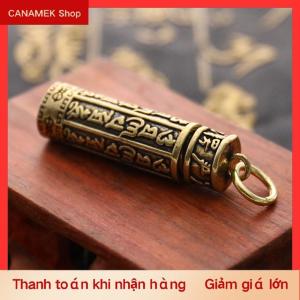 CS Brass xi lanh Mặt dây chuyền Keychain treo đồ trang sức Pill Box Y container