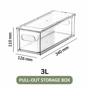 Clear Refrigerator Organizer Bins with Pull-out Drawer / Fridge Drawers / BPA-Free Food Storage Containers