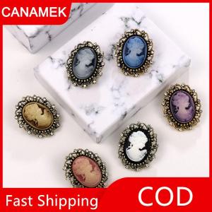 【CANAMEK】 Cổ Điển Gothic Phong Cách Đầu Bức Tượng Cameo Trâm Rhinestone Trâm Cho Phụ Nữ