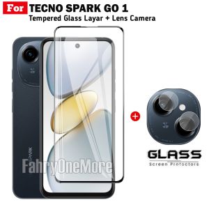Paket Tempered Glass Tecno Spark Go 1 Layar Full Free Lens Camera Belakang