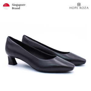 HOPE ROZA (ROSA) - DORISAY Women Square Toe Pump - Soft Leather Square Heel with Anti Slip Sole - Black