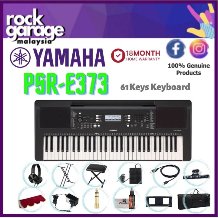 Yamaha PSR-E373 61-Keys Keyboard With Bench, Keyboard Stand, Sustain