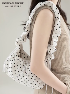 Túi xách nữ kiểu Hàn Quốc Túi đeo chéo polkas Dot xếp li đám mây Túi túi đeo vai đơn giản Túi mua sắm cho EVERYDAY hàng ngày