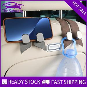 Samurry ✨Hot Sale✨ Quality Car Headrest Hook Premium Suede Rear Seat Hanging Dual Hook Large Load-Bearing Alloy Hook Hanger Universal