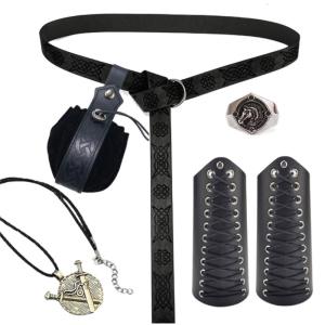 6PCS thực tế Thời Trung Cổ Bộ đai đeo thắt lưng phụ kiện trang phục da PU có thể điều chỉnh cho chủ đề tổ chức sự kiện Cosplay