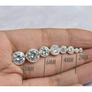 stud stone earrings silver round bling bling (bilog/pair/2mm/4mm/6mm) 92.5 italy silver jewelry  (TUNAY NA SILVER)