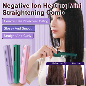 🔥Hot Slae🔥Portable Heated Comb Wireless Charging Mini Negative Ion Hair Care Comb Lazy Portable Heated Comb Portable Ionic Technology For Frizz Free Shine No Outlet Needed Portable Styler Cordless Hair Brush Travel Friendly Styler