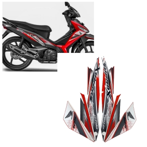 STIKER STRIPING LIS LES BODY MOTOR HONDA SUPRA X 125 FI 2019 CW WARNA HITAM-MERAH 1SET STANDAR