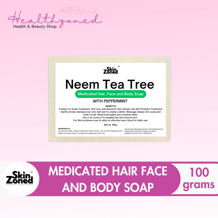 Skinzoned Neem Tea Tree Peppermint Medicated Shampoo Bar hair grower ...