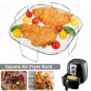 Square Air Fryer Rack Stainless Steel Air Fryer Rack Cooker Dehydration Stand Air Fryer Accessories