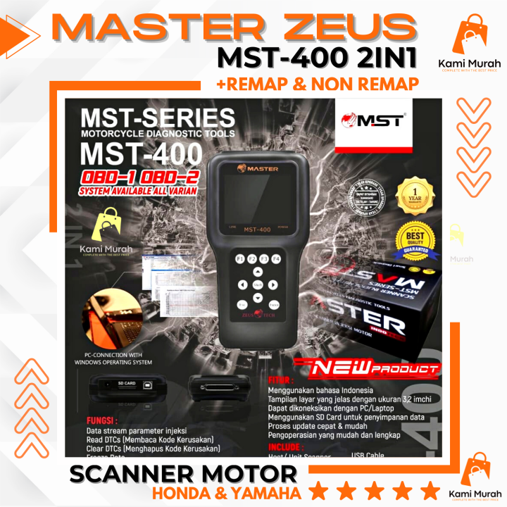 Scanner Motor Injeksi Honda & Yamaha Master Zeus MST-400 Alat Service ...