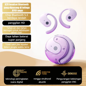 X28 headset Bluetooth bola kelapa kecil baru tidak masuk ke telinga dan menggantung headset olahraga OWS konduksi udara di telinga