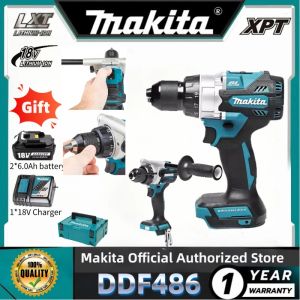 MAKITA DDF486 18V brushless electric screwdriver cordless electric impact drill power tool with handle equipped with lithium battery
