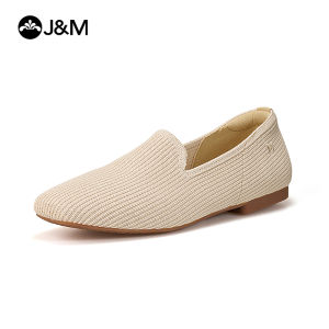 Joy&Mario Womens Shoes Striped Low Heel Soft Sole Comfortable Womens Loafers