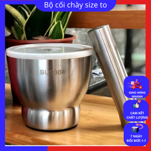 Bộ cối chày inox 304 size 127cm 3 lớp siêu bền chống mối mọt nấm mốc