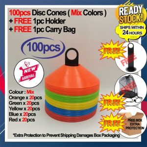 【 22 Estore 】NEW ARRIVAL  ( 1SET x 50pcs ) Soccer Cones Disc Cone Sets  with FREE Holder + BAG