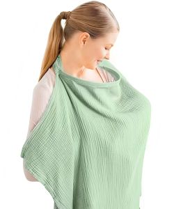 Muslin Nursing Cover for Baby Breastfeeding Breathable 100% Cotton Breastfeeding Cover with
