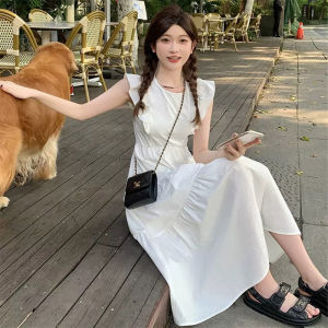 Du Yan ชุดลดเอวเล็กผู้หญิงเดรสชุดสายเดี่ยวสวยเก๋ๆสไตล์ฝรั่งเศส ชุดไปทะเล เดรสผู้หญิง เดรสเกาะอก ชุดเดรส เรียบ หรู ดูแพง มินิเดรสน่ารัก ชุด เดรส ทะเล