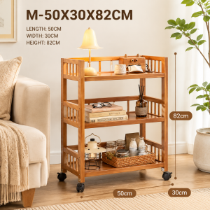 Bamboo Moving Rack Organizer Bamboo Storage Shelf Wooden Rack With Wheels Bookshelf Storage Shelf Portable 35/50/70CM Choose
